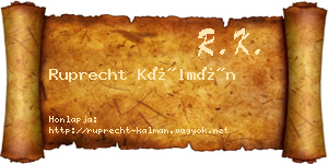 Ruprecht Kálmán névjegykártya
